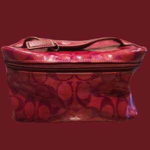 Red Coach Signature Vinyl Toiletry Bag